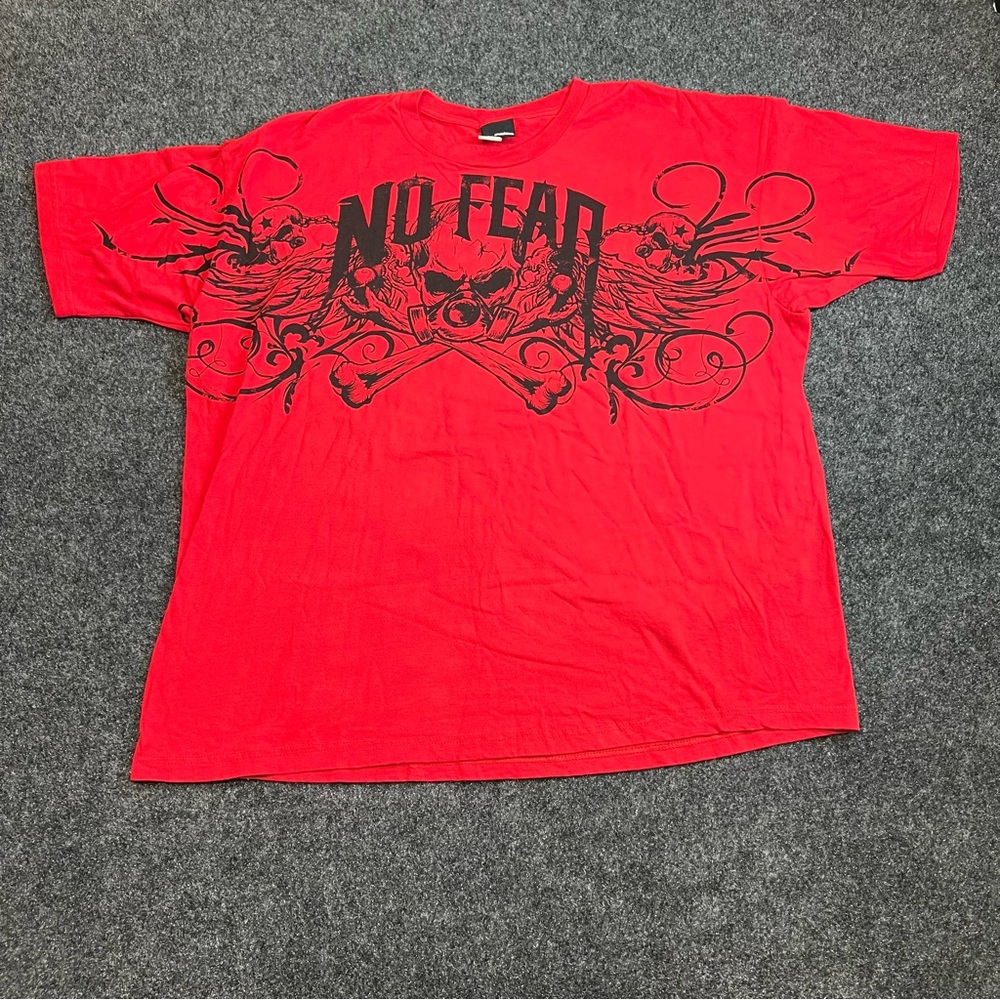 No Fear Skull Graphic Tee XXL Red Biker Streetwear Y2K Shirt - Picture 2 of 7